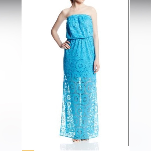 LILLY PULITZER EMMETT MAXI STRAPLESS DRESS PINK KNIT LACE MAGENTA WOMENS SIZE XS - Picture 4 of 6